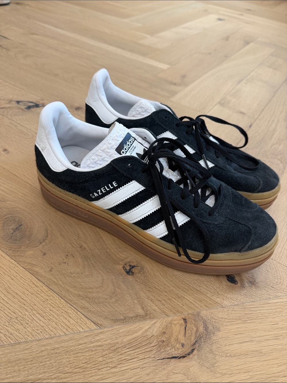 adidas Gazelle Black, White & Gum Suede Sneakers